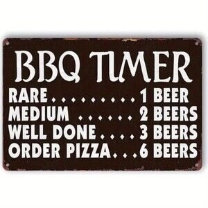 BBQ Timer" Vintage Metal Sign 
Poster, barbecue